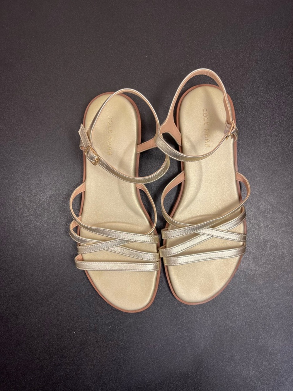 Cole Haan Metallic Gold Strappy Sandals Size 7